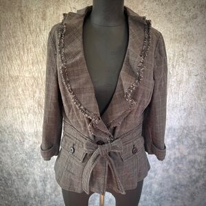 LOFT Ruffle Tweed 100% Cotton Blazer Jacket - 12P
